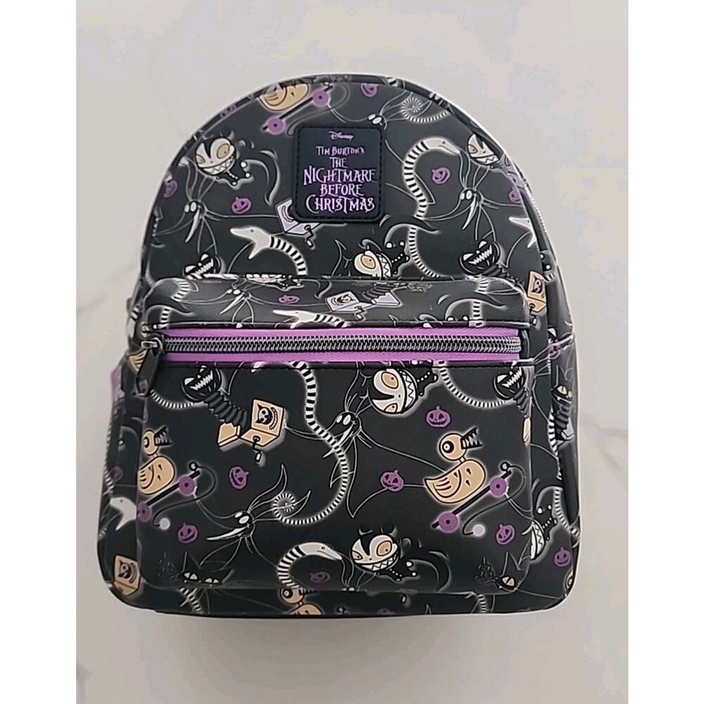 Disney Nightmare Before Christmas Black & Purple Mini Backpack Excellent Cond